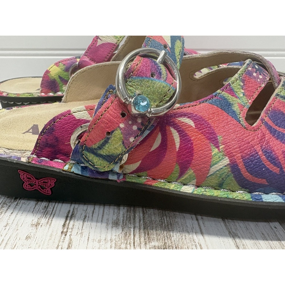 Alegria Freesia Mary Jane Mule Clogs Leather Multicolor Floral US 6 EU 36 - Picture 7 of 9